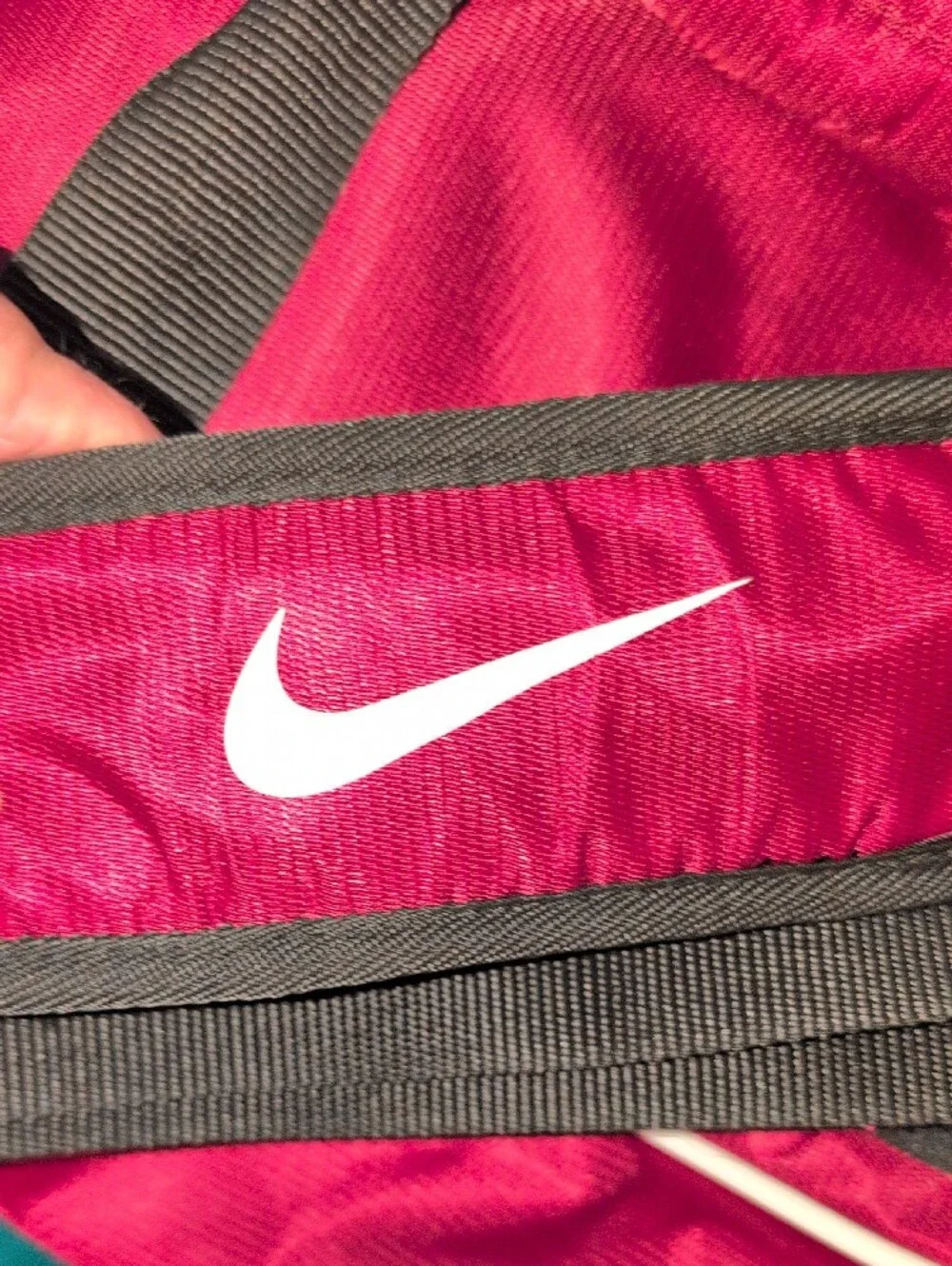 Nike Maroon and Black Duffel with White Swoosh Removable Crossbody Strap